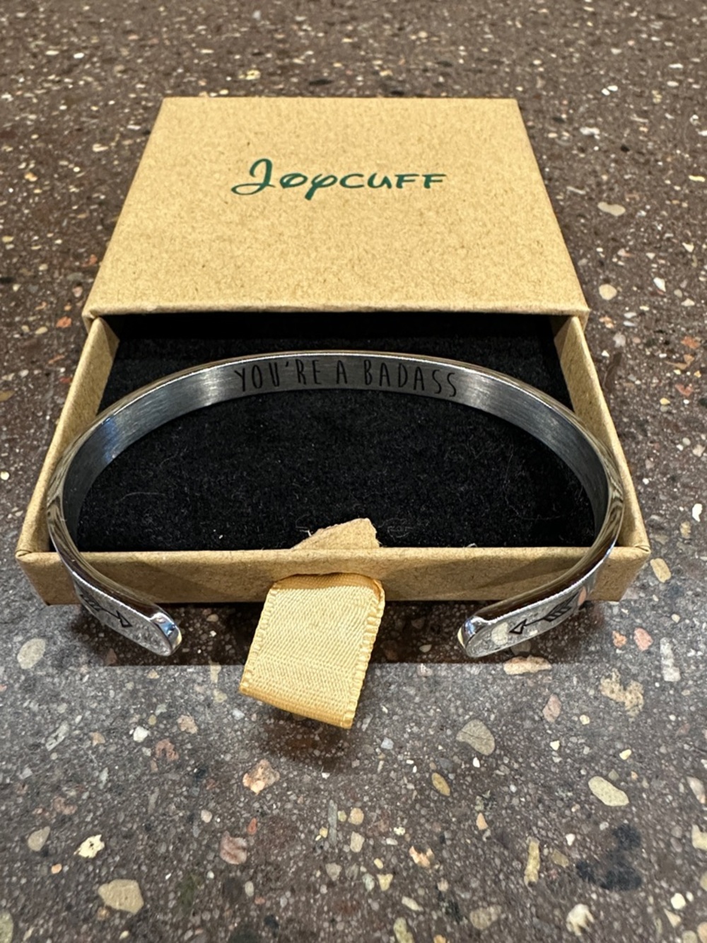Jopcuff 'You're A Badass' Engraved Silver Cuff Bracelet